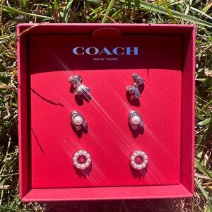 NIB COACH EARRING 3 pack gift box